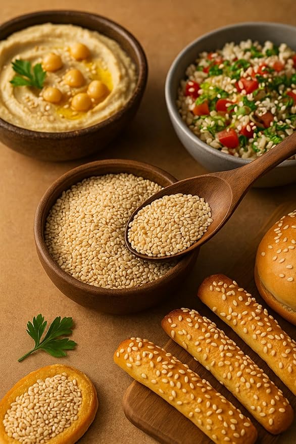 Sesame Seeds Natural – 14 oz Resealable Bag – Whole Raw Unhulled Seeds for Cooking, Baking & Garnishing by Mecca Foods