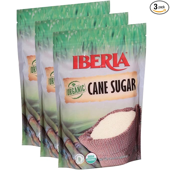 Iberia Organic Premium Cane Sugar, 1.5 lb. (Pack of 3) 100% Natural, Non GMO, Pure Cane Sugar