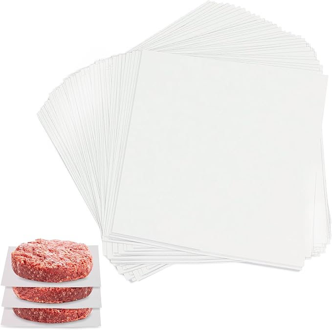 Hamburger Patty Paper, AIMEIKI 300Pcs 6x6 Inch Parchment Paper Sheets for Burger Press, Non Stick Patty Paper Squares for Patty Seperating, Freezing or Candy Wrappers
