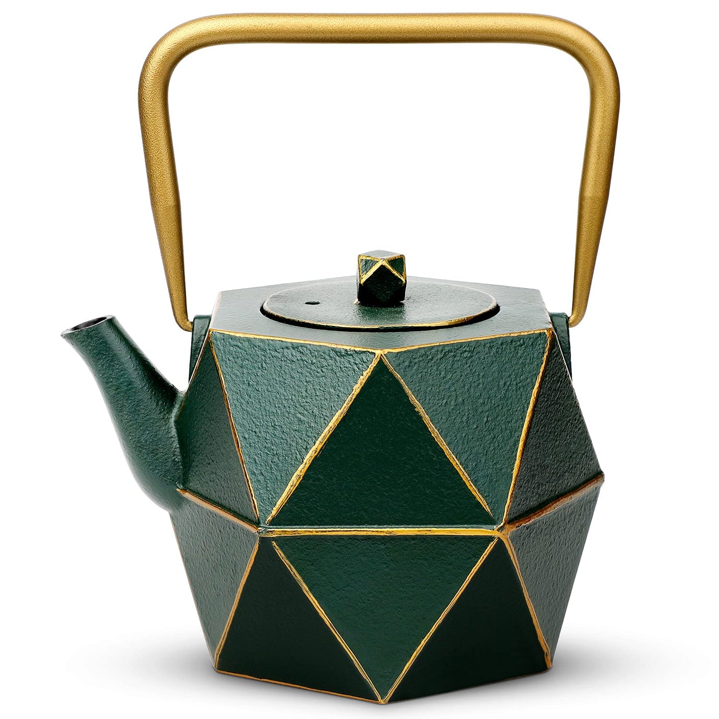 Toptier Cast Iron Teapot, Stovetop Safe Japanese Cast Iron Tea Kettle, Diamond Design Tea Pot with