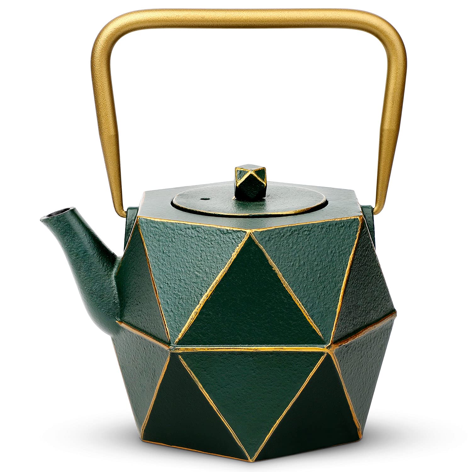 Toptier Cast Iron Teapot, Stovetop Safe Japanese Cast Iron Tea Kettle, Diamond Design Tea Pot with