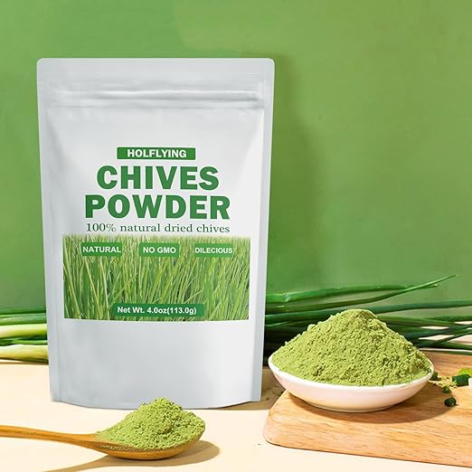 Chives Powder - 4.0 oz, All-Natural Culinary Spices for Cooking, Seasoning, Garnishing, Soups, Salads, and Baking, No Additives, No GMO