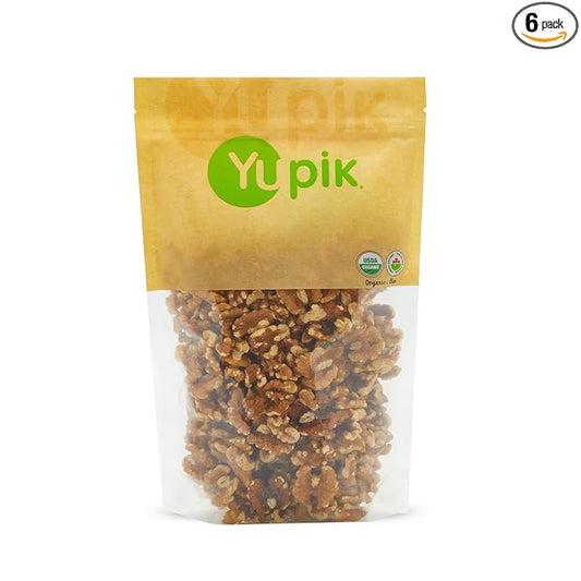 Yupik Organic Raw California Walnuts, Halves, 2.2 lb (35.2 oz), Pack of 6, Kosher, Gluten-Free, Non-GMO, Vegan, Half Nuts, Unsalted, Unroasted, Source of Omegas, Healthy Snacks, Ideal for Baking