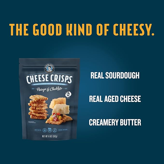 John Wm. Macys All Natural Asiago & Cheddar Cheese Crisps 11 oz (Pack of 3)