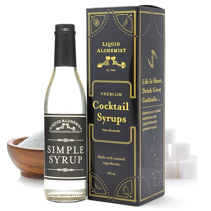 Liquid Alchemist Simple Syrup for Cocktails - Real Ingredients Make our Simple Sugar Syrup the Perfect Old Fashioned Mix - Our Drink Mix is Non-GMO Gluten Free & Vegan (12.7 oz)