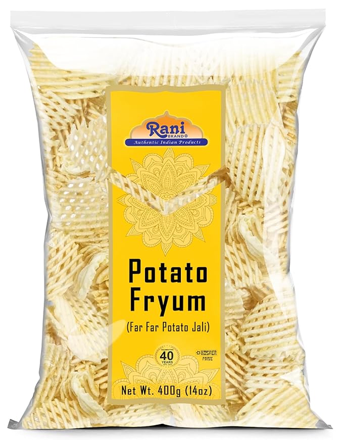Rani Far Far/Fryums (Wheat & Tapioca Pellet) Potato Jhali 14oz (400g) ~ Vegan, Kosher, Uncooked, Used to Make Papad, Bhungra/Chip Snack