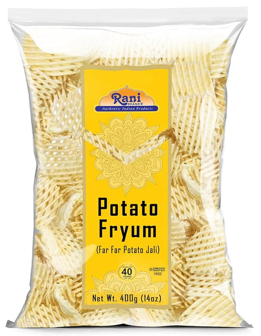 Rani Far Far/Fryums (Wheat & Tapioca Pellet) Potato Jhali 14oz (400g) ~ Vegan, Kosher, Uncooked, Used to Make Papad, Bhungra/Chip Snack