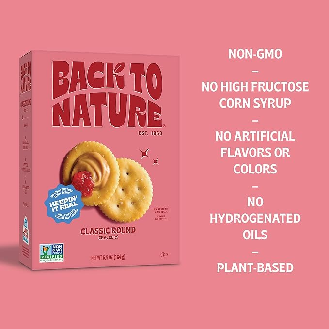 Back to Nature Classic Round Crackers - Dairy Free, Non-GMO, Made with Wheat Flour & Sea Salt, Delicious & Quality Snacks, 6.5 Ounce (Pack of 3)