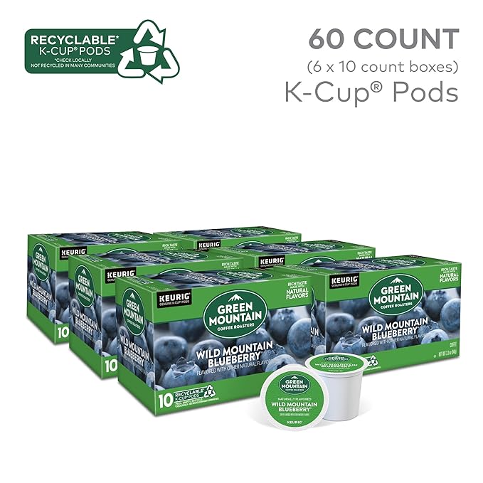 Green Mountain Coffee Roasters Wild Mountain Blueberry Keurig Single-Serve K-Cup pods, Light Roast Coffee, 60 Count (6 Packs of 10)