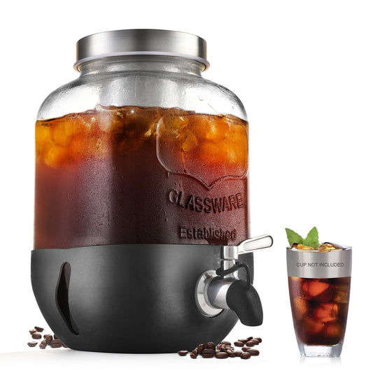 Cold Brew Coffee Maker, 1 Gallon Iced Coffee Maker With Stainless Steel Filter, Heavy Duty Glass