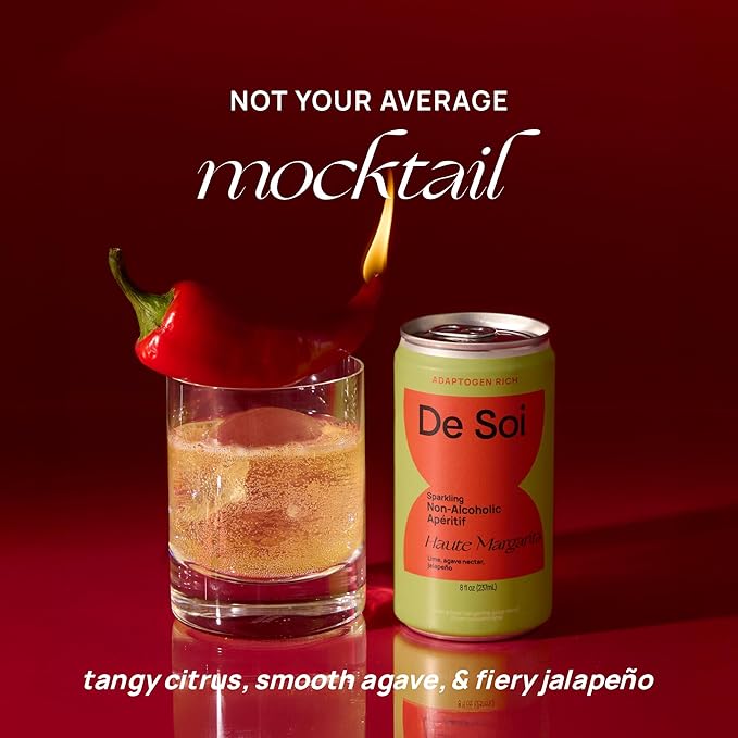 De Soi Haute Margarita Mocktails NA Drinks 8 fl oz (12-pack) - Adaptogen Drink, Sparkling Drink with Calming Botanicals, Mocktail Drinks, Gluten Free, No Artificial Flavors