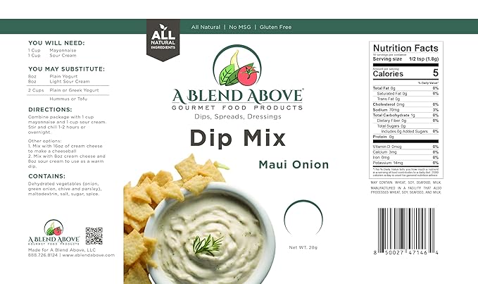 A Blend Above Maui Onion Mixed Seasonings Packet Dip Mix (3 Pack)