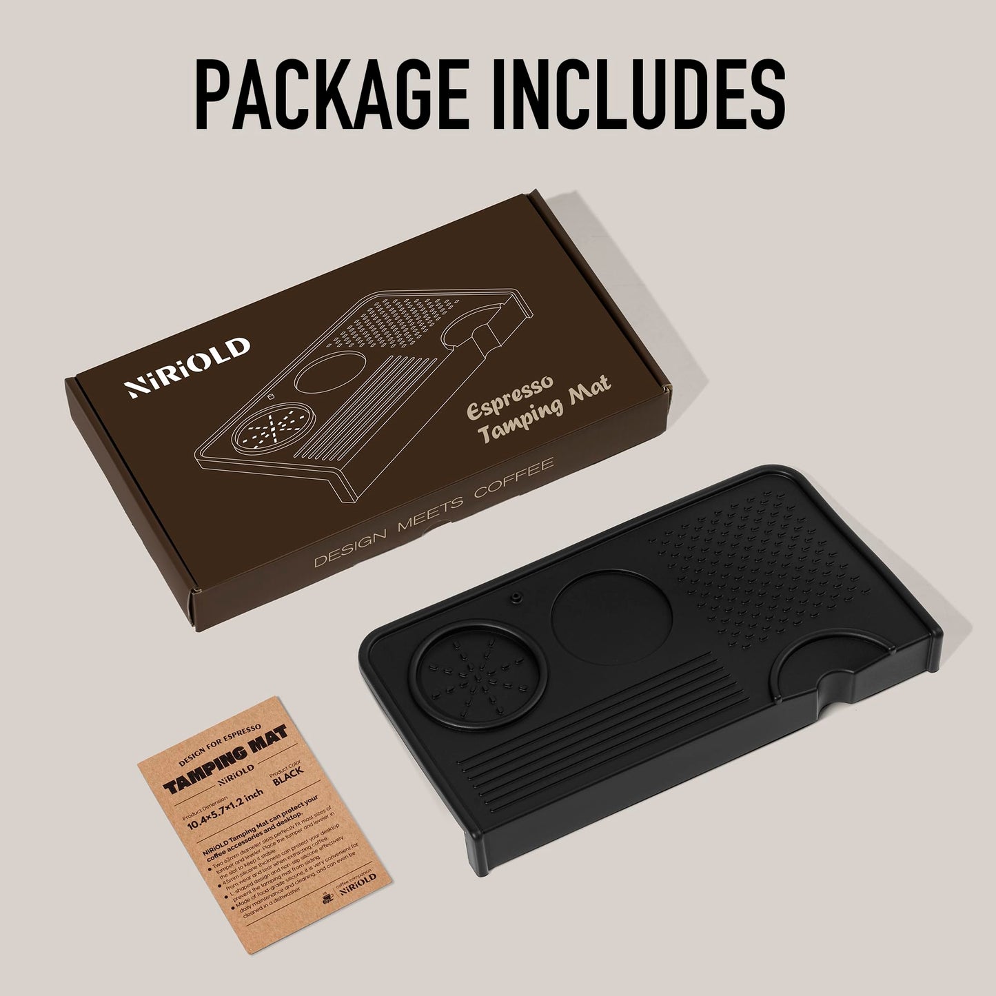 NiRiOLD Espresso Tamping Mat, Coffee Tamper Mat, Food Grade Silicone 10.43″×5.63″ Portafilter Mat