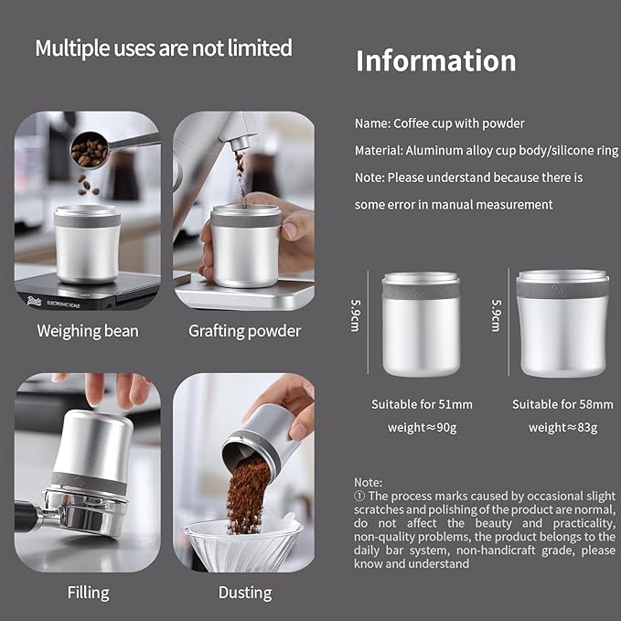 Bincoo 51mm Coffee Dosing Cup - Espresso Coffee Dosing Cup Compatible with 51mm Portafilter - Made of Aluminum,Espresso Machine Accessory for Coffee Bar Home Office(51 MM)