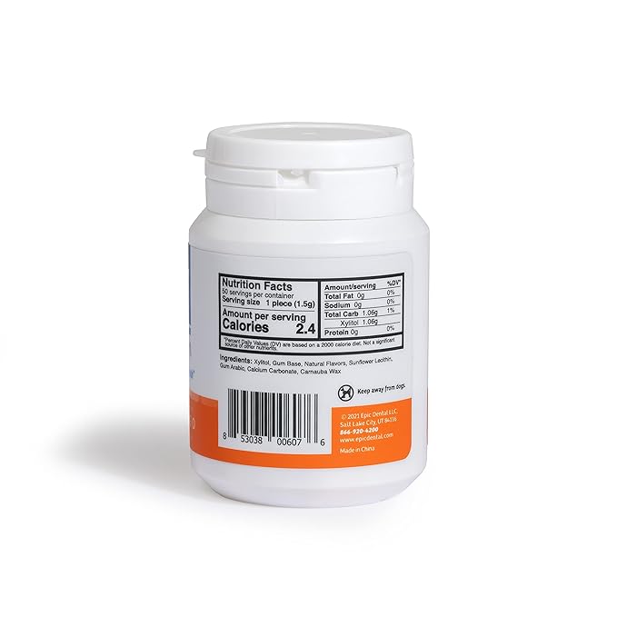 Epic 100% Xylitol Orange Mango Chewing Gum - Sugar Free, Aspartame Free Dental Gum - Supports Oral Health & Fresh Breath - 50 Pieces (Pack of 3)