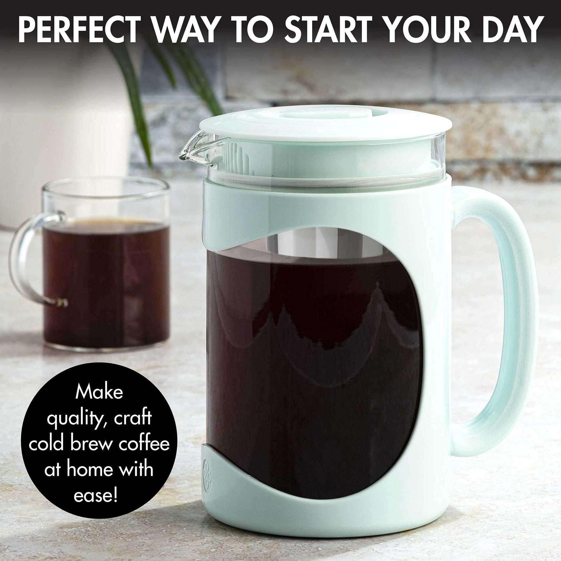 Primula Burke Deluxe Cold Brew Iced Coffee Maker, Comfort Grip Handle, Durable Glass Carafe