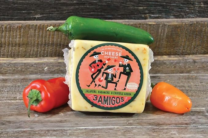 Cheese Bros. Spicy Cheese Lovers Gift Box | Fresh from Wisconsin | Gouda varieties include Honey Sriracha, Mango Habanero, El Diablo Scorpion Pepper and Smoked 3 Amigos Triple Pepper | Food Gifting Idea