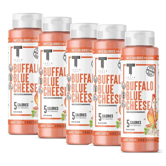 Taste Flavor Co. Grilling, Dipping Sauce and Marinade, Great Tasting, Low-Calorie Sauces, Keto Friendly, No Oils (5 Pack, Buffalo Blue Cheese)