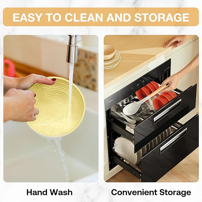 Silicone Banneton, Sourdough Bread Baskets (Set of 6, 5 Inch), Round Proofing Bread Bowls with Starter Kit, Bread Making Baking Supplies