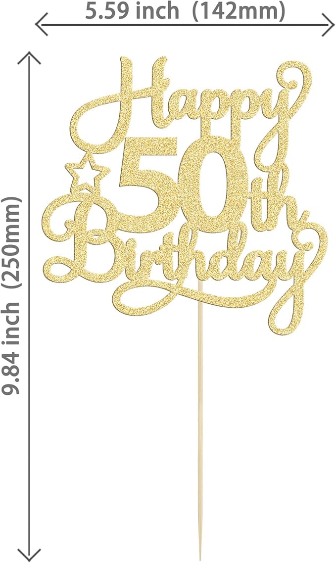 1 Pack Happy 50th Birthday Cake Topper Gold Glitter 50 & Fabulous Cheers to 50 Years Old 50th Birthday Cake Pick for Celebrating 50th Birthday Anniversary Party Cake Decorations Supplies