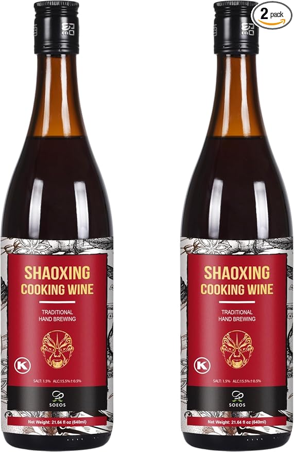 Soeos Shaoxing Cooking Wine, Shaoxing Rice Wine, Chinese Cooking Wine, Rice Cooking Wine, Shaoxing Wine Chinese Cooking Wine, Shao Hsing Rice Wine, 21.64 fl oz (640 ml), 2 Packs, Regular Cooking Wine