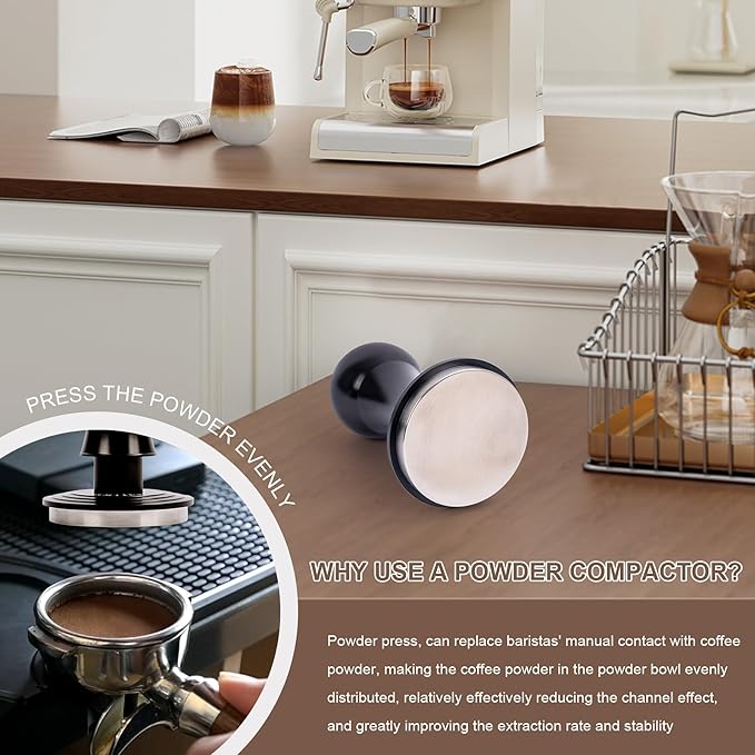 45.5mm Espresso Tamper - Professional Stainless Steel Coffee Press with Ergonomic Handle, Barista-Grade Espresso Accessories