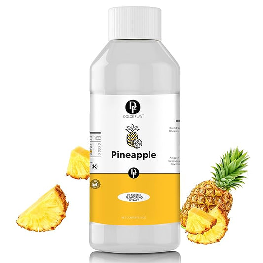 Dolce Flav Pineapple Extract ??8 Ounce Oil-Soluble Kosher Kosher, Sugar-Free, Concentrated Tropical Flavor for Candy, Chocolates & Desserts, Includes Measured Dropper