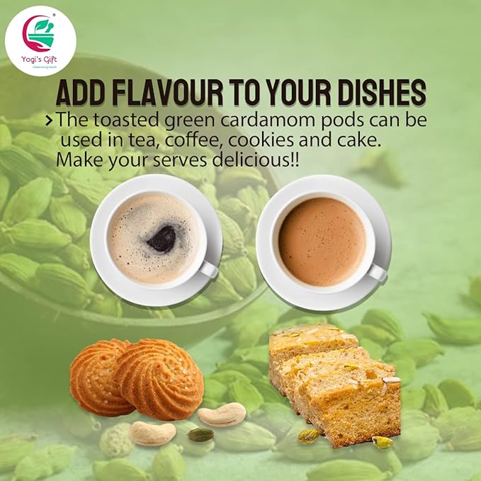 Green Cardamom Powder 10 oz (283g) | Great Flavour & Aroma for Baking, Coffee, Tea and Curries | Cardamom Ground Powder from Fresh Cardamom Seeds | Elettaria Cardamomum (l.) Maton | By Yogi's Gift ®