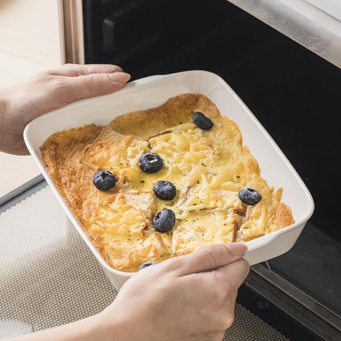 Casserole Dish with Roasting Racks, 3 QT Baking Dish with Handles, White Bakeware, Ceramic Baking Pan, Microwave Oven Safe, Dinner, Wedding ç«?3.6"*8.7"ç«?,<div>