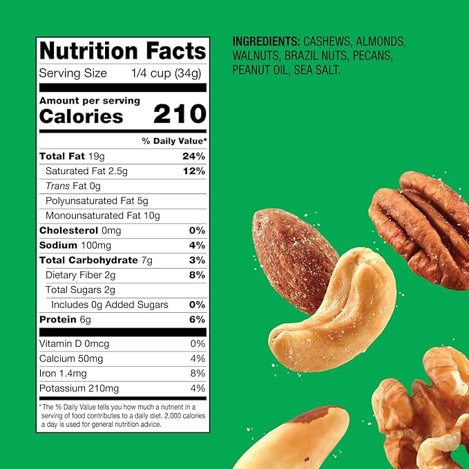 Emerald Salted Deluxe Mixed Nuts (1-Pack) | 36oz Resealable Bulk Bag | Features Cashews, Almonds, Walnuts, Brazil Nuts, Pecans | Plant-Based Protein | No Artificial Flavors, Preservatives, or Synthetic Colors