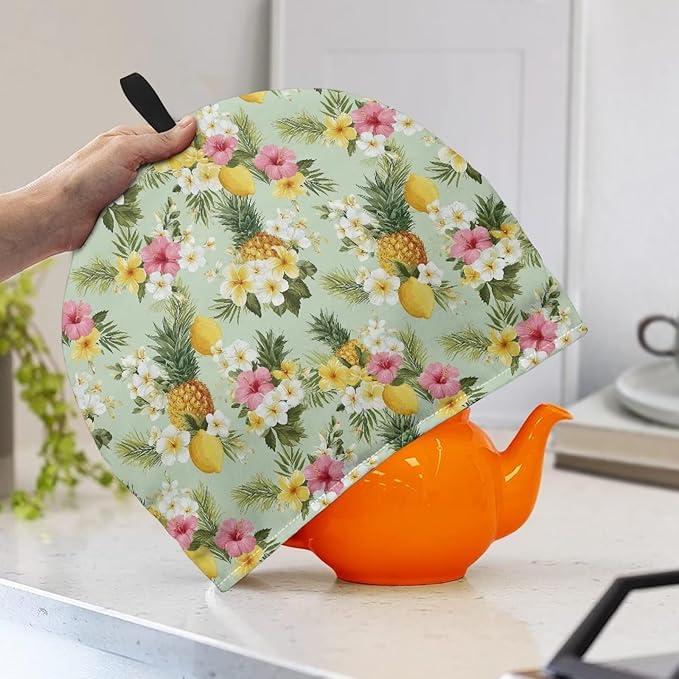 Hawaiian Tea Pot Cover Pineapple Print Teapots Cosy Insulated Tea Cozies Home Kitchen Decoration Teapot Dust Cover Warming Tea Kettle Quilt Creative Gifts for Party