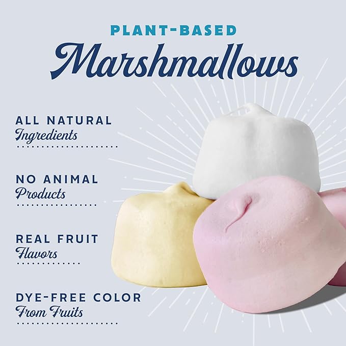 GoodMallow Vegan Marshmallows - Large Kosher Halal Gluten Free Dairy Free Healthy- Natural Gelatin Free Marshmallows for Hot Chocolate, Smores, Baking - Nothing Artificial (White Vanilla) (Pack of 2)