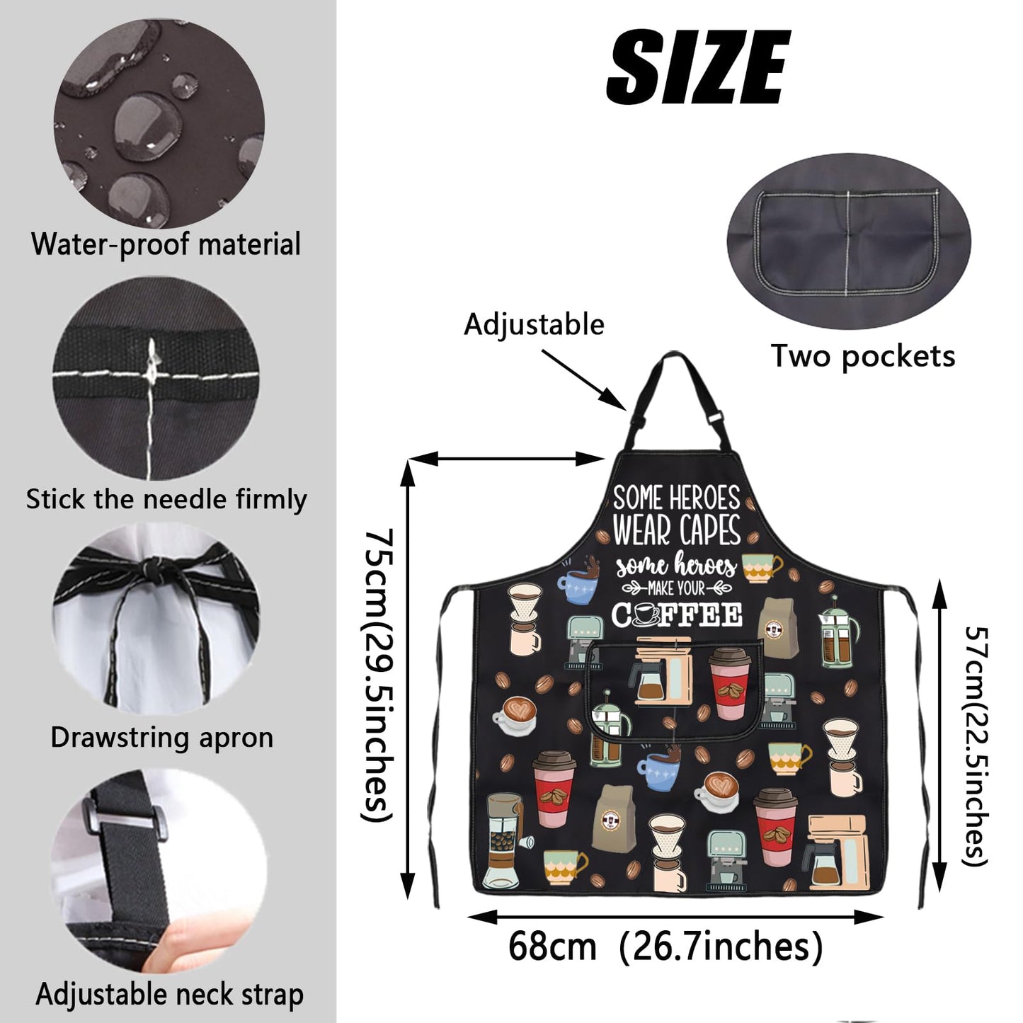 JXGZSO Barista Gift Barista Apron Coffee Themed Aprons Some Heroes Wear Capes Some Heroes Make