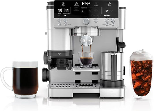 Ninja | Espresso Machine and Drip Coffee Maker| Luxe Caf챕 Premier Series | Integrated Coffee Grinder, Milk Frother, Assisted Tamper & Built-In Espresso Accessory Storage | Stainless Steel | ES601