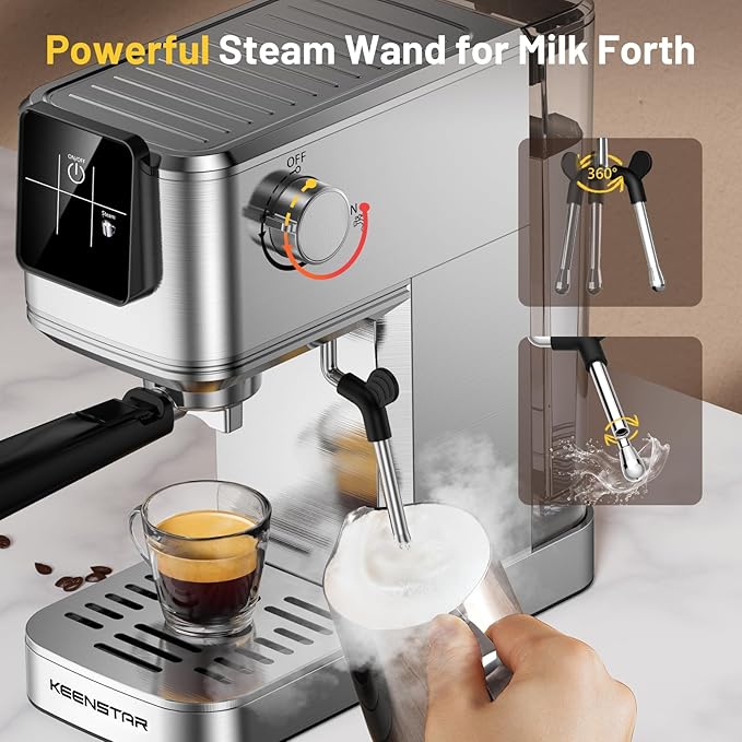 Espresso Machine 20Bar, Hot & Iced Coffee Machine with Rapid Cold Brew, Espresso Maker with Steam Wand, Touch Screen with 37oz Water Tank for Latte, Cappuccino, Gift for Coffee Lover