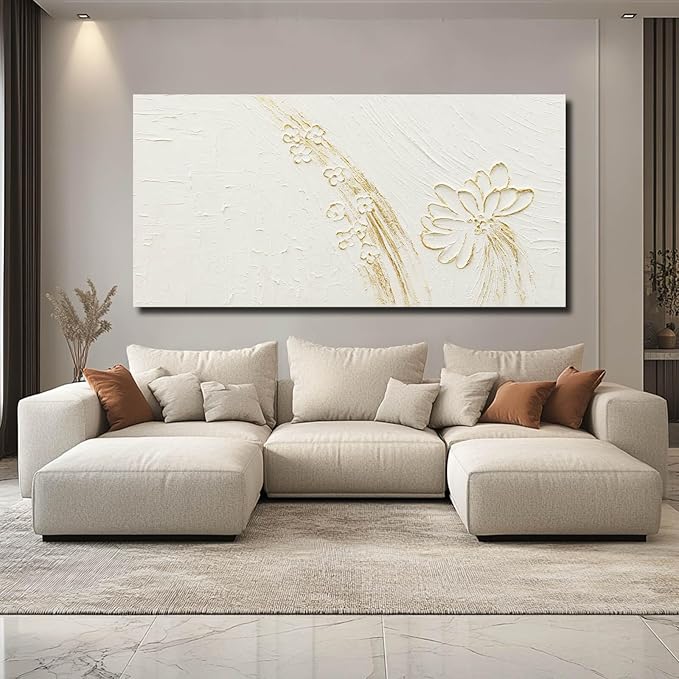 VAYIMDH Modern Canvas Wall Decor Floral Hand Painted Wall Art Textured Wall Posters 29"x58" Wall Decorations for Living Room Pictures for Kitchen