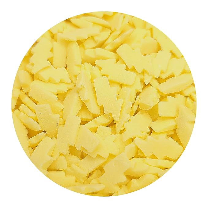 NCS Yellow Lightening Bolts Edible Candy Sprinkles, 8 ounces - Great for Cupcakes, Cookies, Cakes, Cakes Pops, Donuts