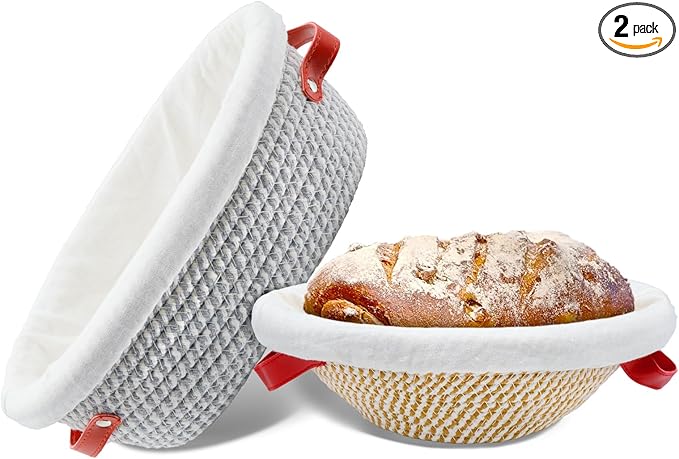 Cotton Rope Banneton Bread Proofing Basket Set,Oval & Round Sourdough Bread Basket Proofing with Liners,Covers Gifts for Bakers Women Wife Mom