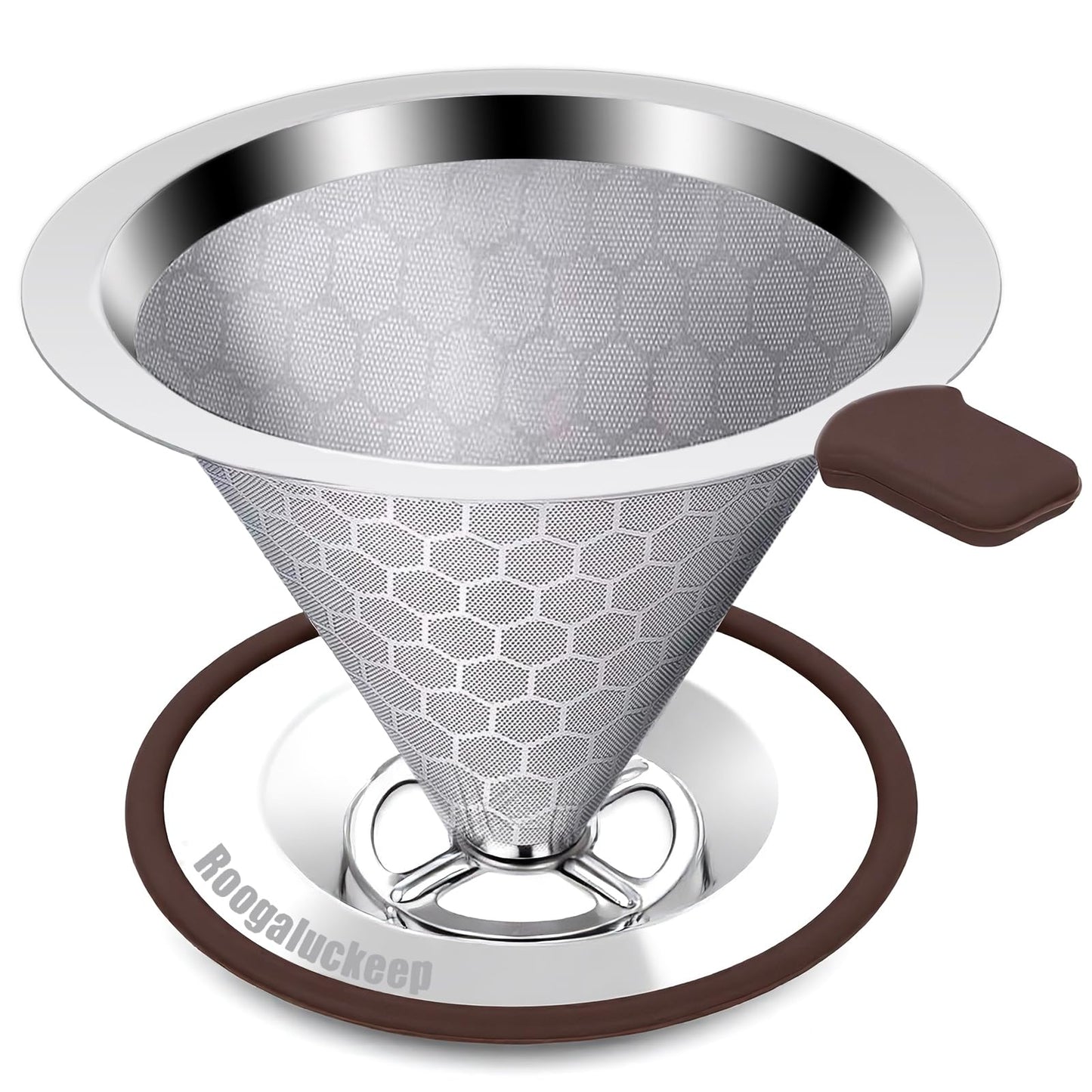 Roogaluckeep Pour Over Coffee Maker, Reusable Stainless Steel Filter