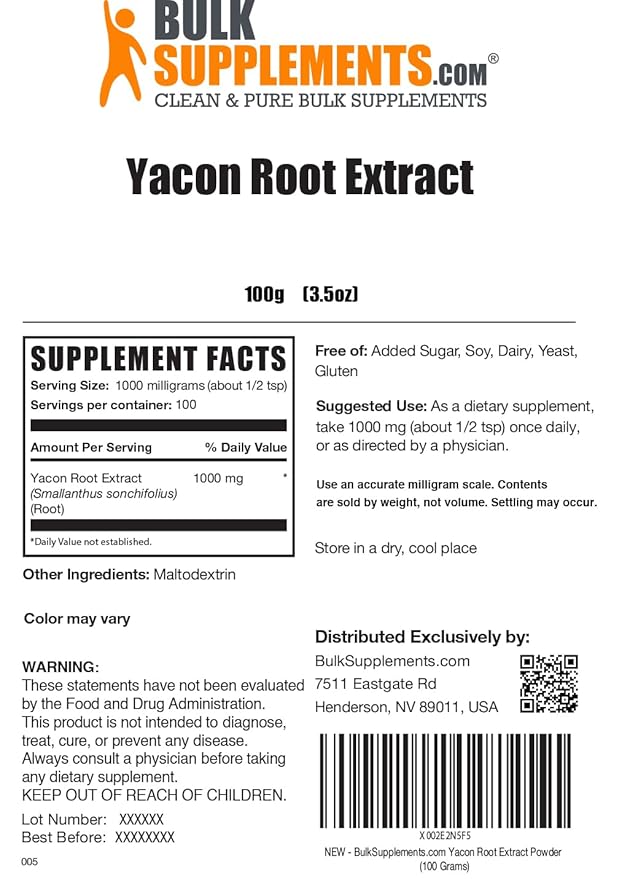 BulkSupplements.com Yacon Root Extract Powder - Natural Sweetener, Yacon Root Powder - Traditional