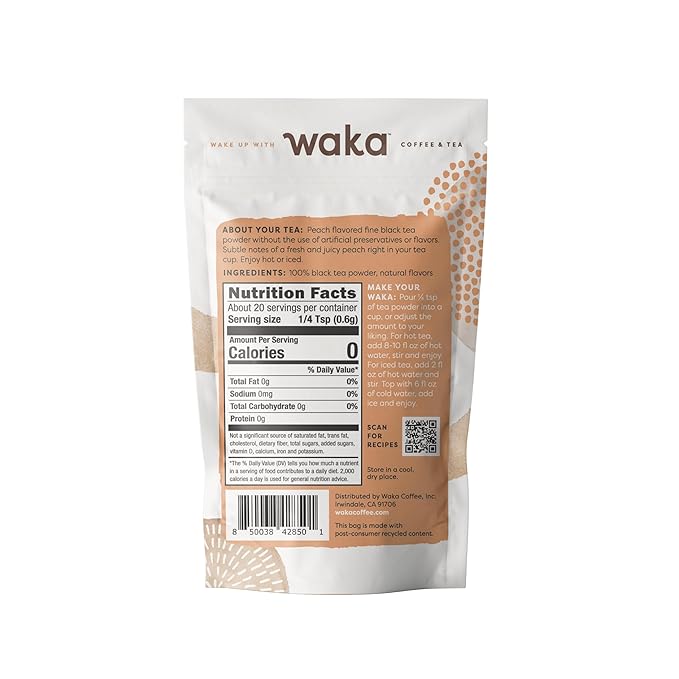 Waka Instant Tea ??Black & Strawberry Green Tea Powder Sample Bundle ??Unsweetened, No Sugar Added ??100% Tea Leaves ??4 x 0.45 oz Packs (Makes Up to 20 Cups or 5 Quarts Each)