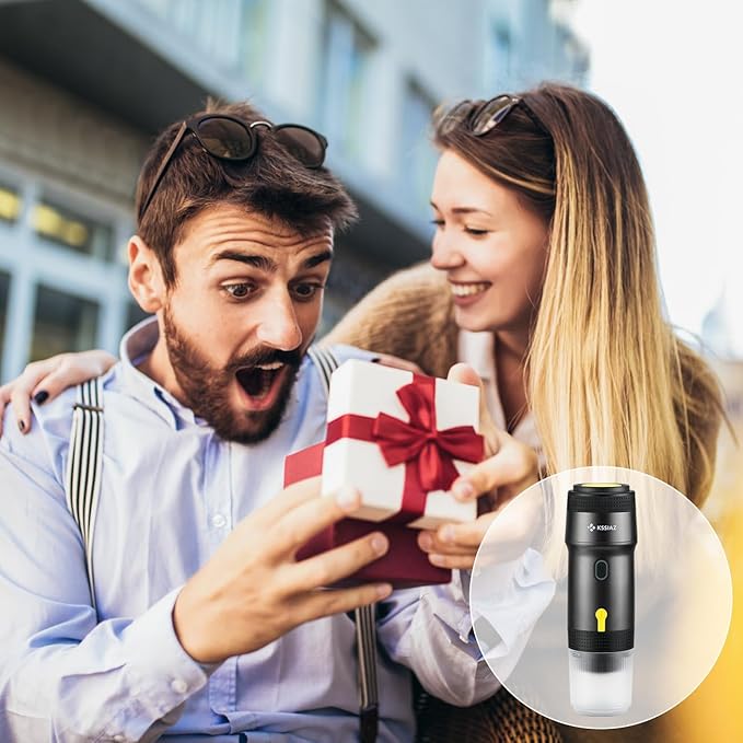 Portable Espresso Machines, Electric Espresso Maker with Self-Heating, USB-C & Car Charger, 20 Bar Mini Coffee Maker With NS Capsule & Ground Coffee for Camping, Hiking, Travel, Office, Blcak