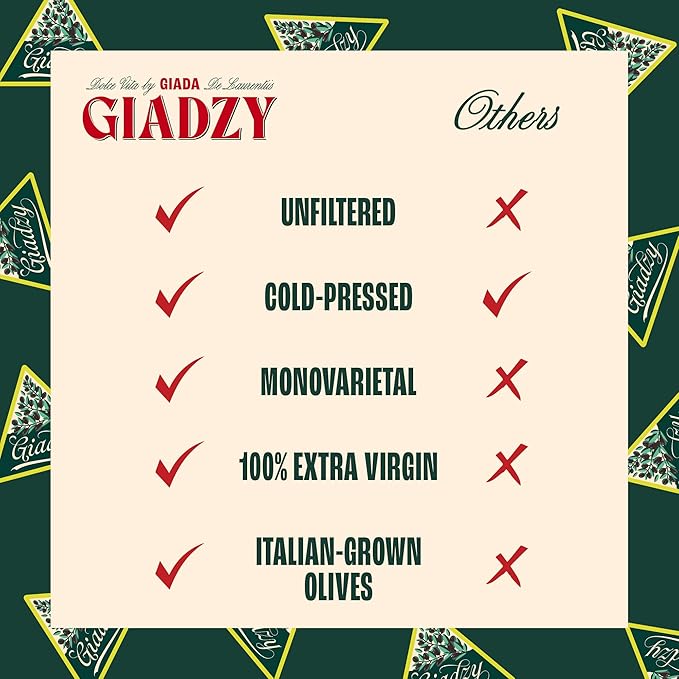 Giadzy by Giada de Laurentiis Olive Oil Extra Virgin - Premium Unfiltered Cold-Pressed Italian Olive Oil, Gold Wrap, Made in Italy, Perfect for Cooking & Gifting. Rich in polyphenols & antioxidants.