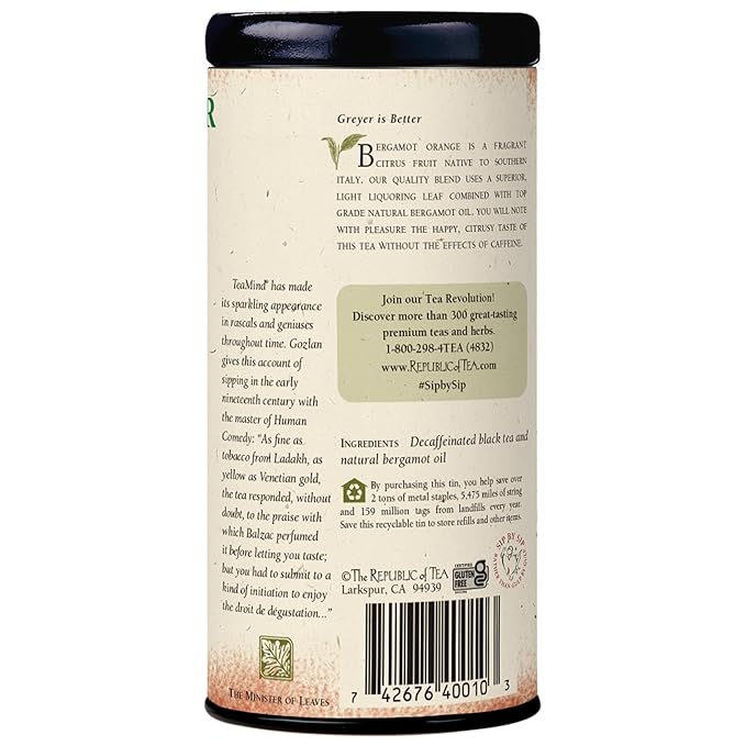 The Republic of Tea - Earl Greyer Decaf Tea, 50 Count