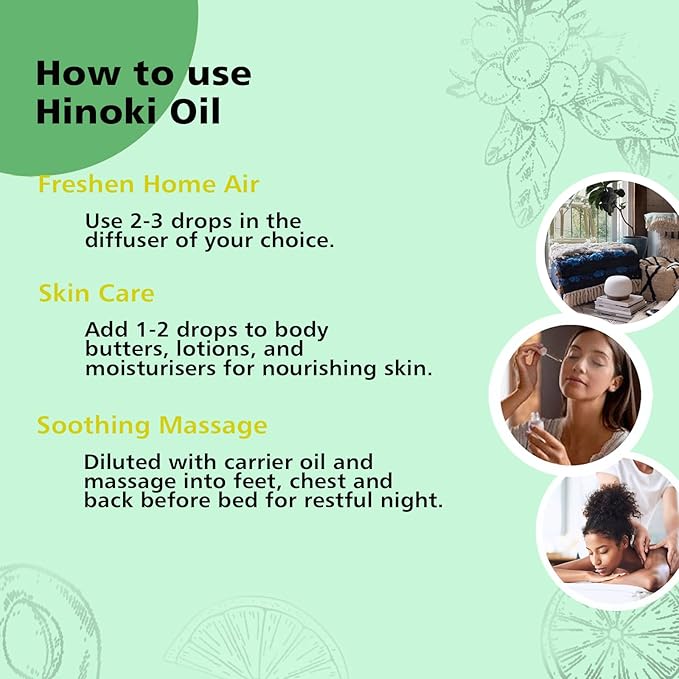 Hinoki Essential Oil 1 Oz ??100% Pure Natural Hinoki Oil for Diffuser, Skin, Hair, Massage & DIY, Refreshing Woodsy Aroma