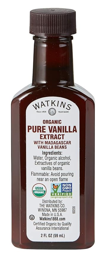 Watkins Organic Pure Vanilla Extract, with Madagascar Vanilla Beans, Non-GMO, Kosher, 2 oz. Bottle, 1-Pack