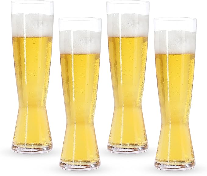 Spiegelau Beer Classics Tall Pilsner Glasses, Set of 4, European-Made Lead-Free Crystal, Modern Beer Glasses, Dishwasher Safe, Professional Quality Pilsner Glass Gift Set, 15 oz
