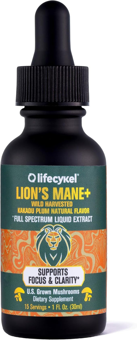 Lifecykel - Lion's Mane Mushroom Extract with Kakadu Plum - Brain Booster Nootropic for Memory