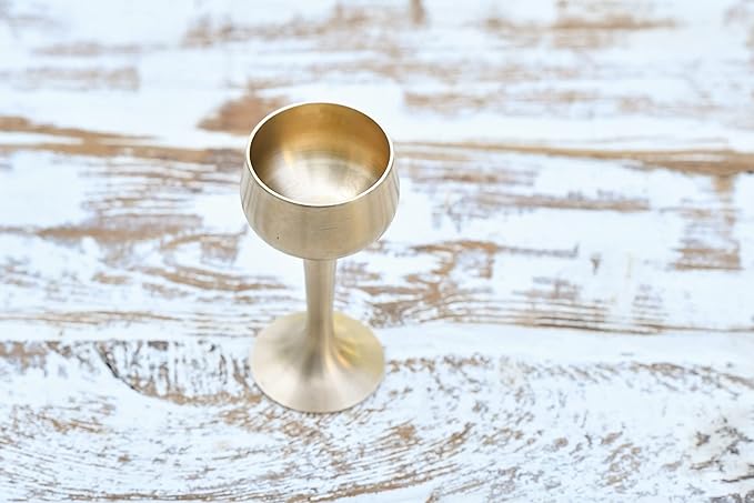 DeKulture Handmade Bronze Kansa Ayurveda Glasses Sake Cup Tumbler for Barware, 1.5 x 4.0 (DH) Inches 1.7 oz