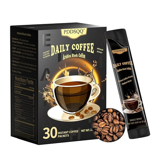 Instant Coffee Packets, House Blend Light Medium Roast Instant Coffee, Arabica Black Coffee Individual Packs Sugar Free Instant Hot/Iced Coffee Packs, Bulk Coffee Singles 30 Count for Camping Travel